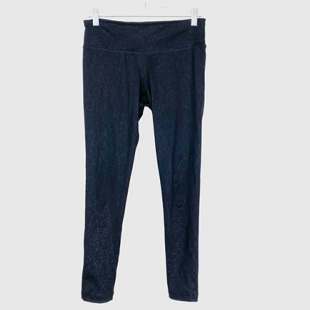 Kirkland Black Crackled Pattern Mid Rise Athletic Leggings